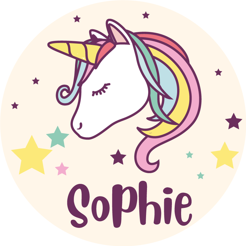 Vinyl teppich mit namen einhorn illustration individuell - TenStickers