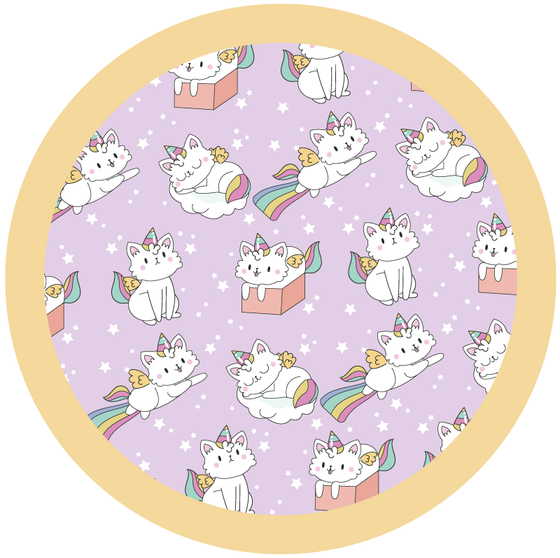 Vinyl Teppich kindlich einhorn-katzen-abenteuer - TenStickers