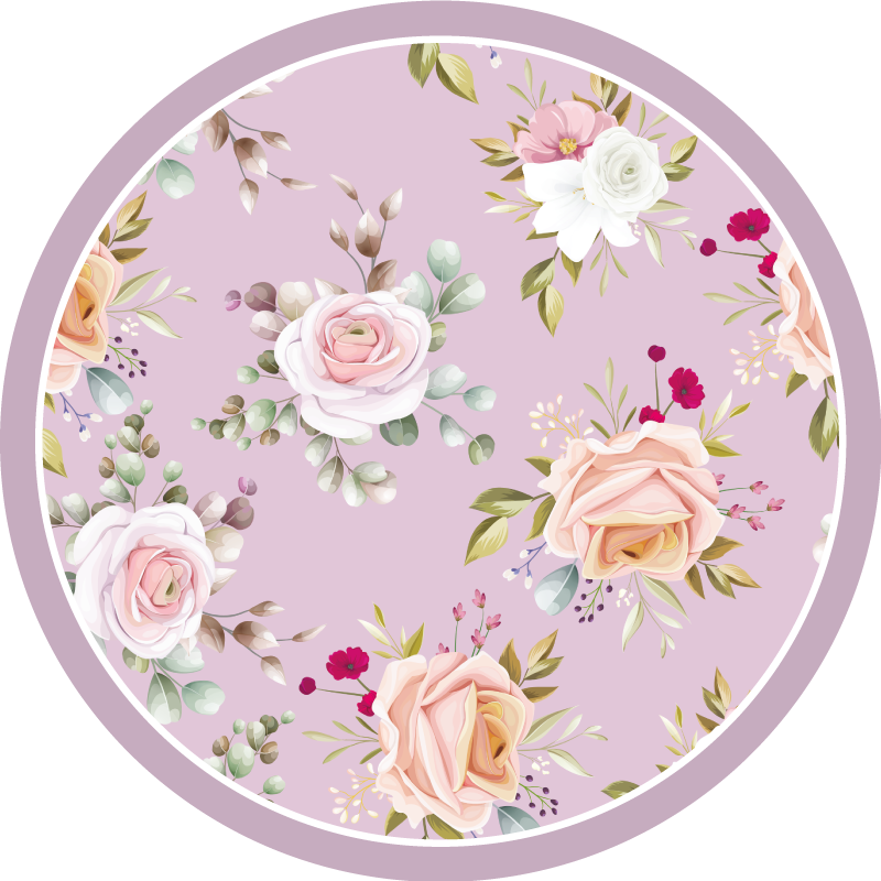Vinylteppich Schlafzimmer Rosa blumenmuster - TenStickers