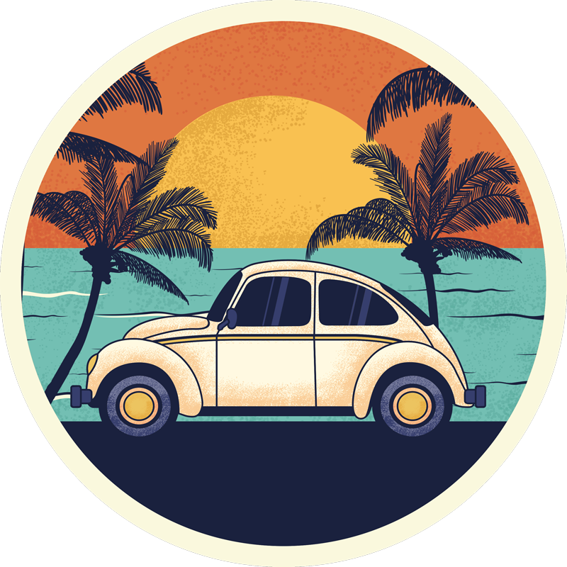 Vinyl Teppich Vintage retro-autolandschaft - TenStickers