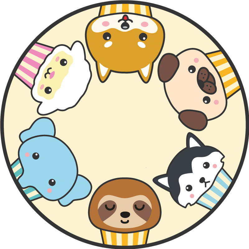 Vinylteppich Tiere Anime tiere kreis - TenStickers