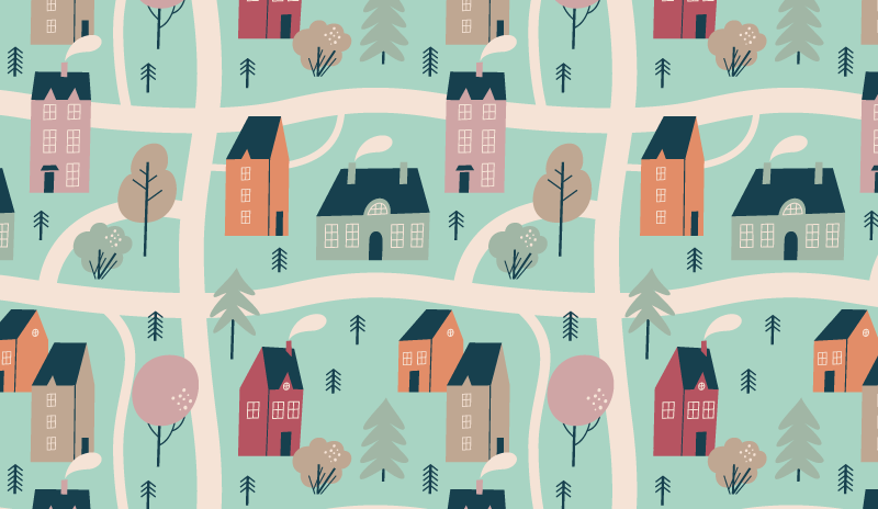 Vinyl Teppich Kinder kinder spielen dorf - TenStickers