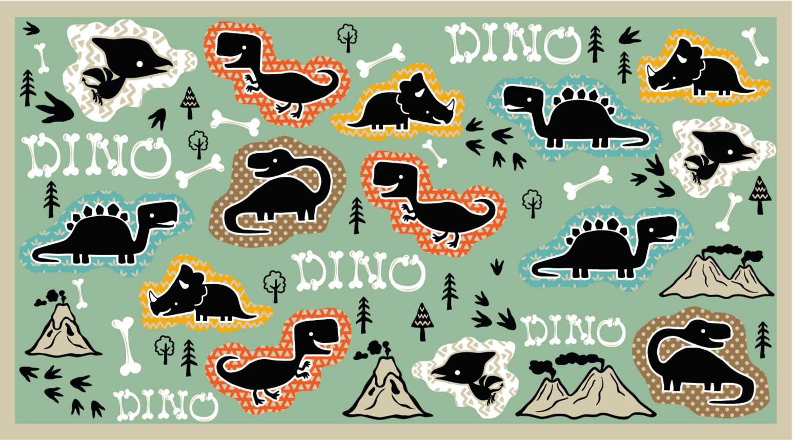 Vinyl Teppich kindlich dinosaurier-spielplatz - TenStickers