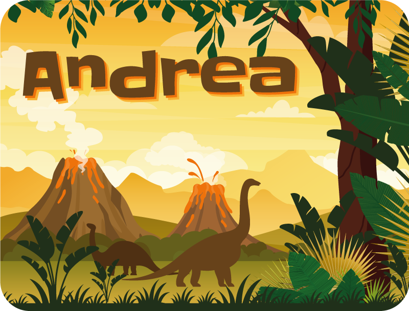 Vinylteppich mit Name Schöne landschaft mit dinosauriern - TenStickers