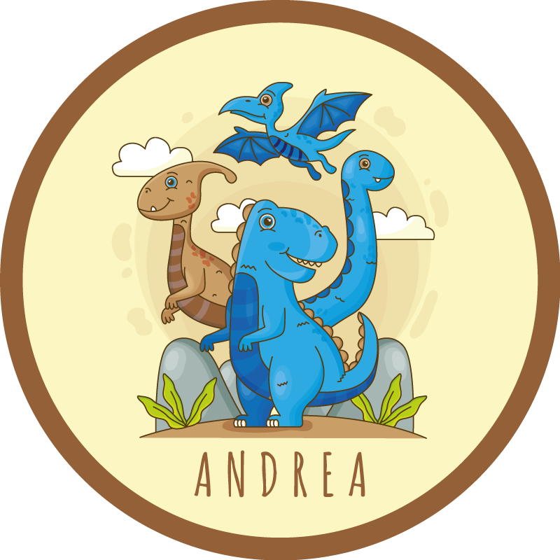 Vinyl Teppich mit Namen dinosaurier kreis zusammensetzung - TenStickers