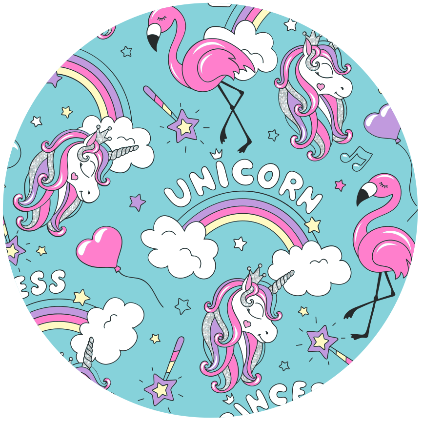Vinyl Teppich kindlich einhorn fantasie kreis - TenStickers