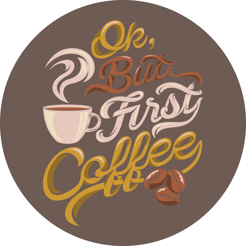Vinyl Teppich Text typografie mit kaffeemotiven - TenStickers