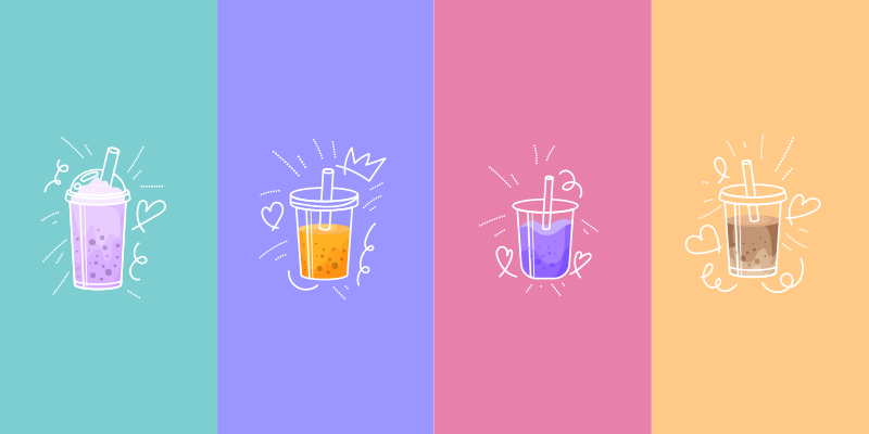 Vinyl Teppich Text getränke-doodle-quadrate - TenStickers