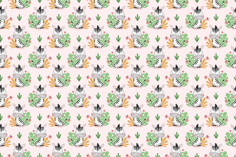 Vinyl Teppich kindlich zebra-dschungel-muster - TenStickers