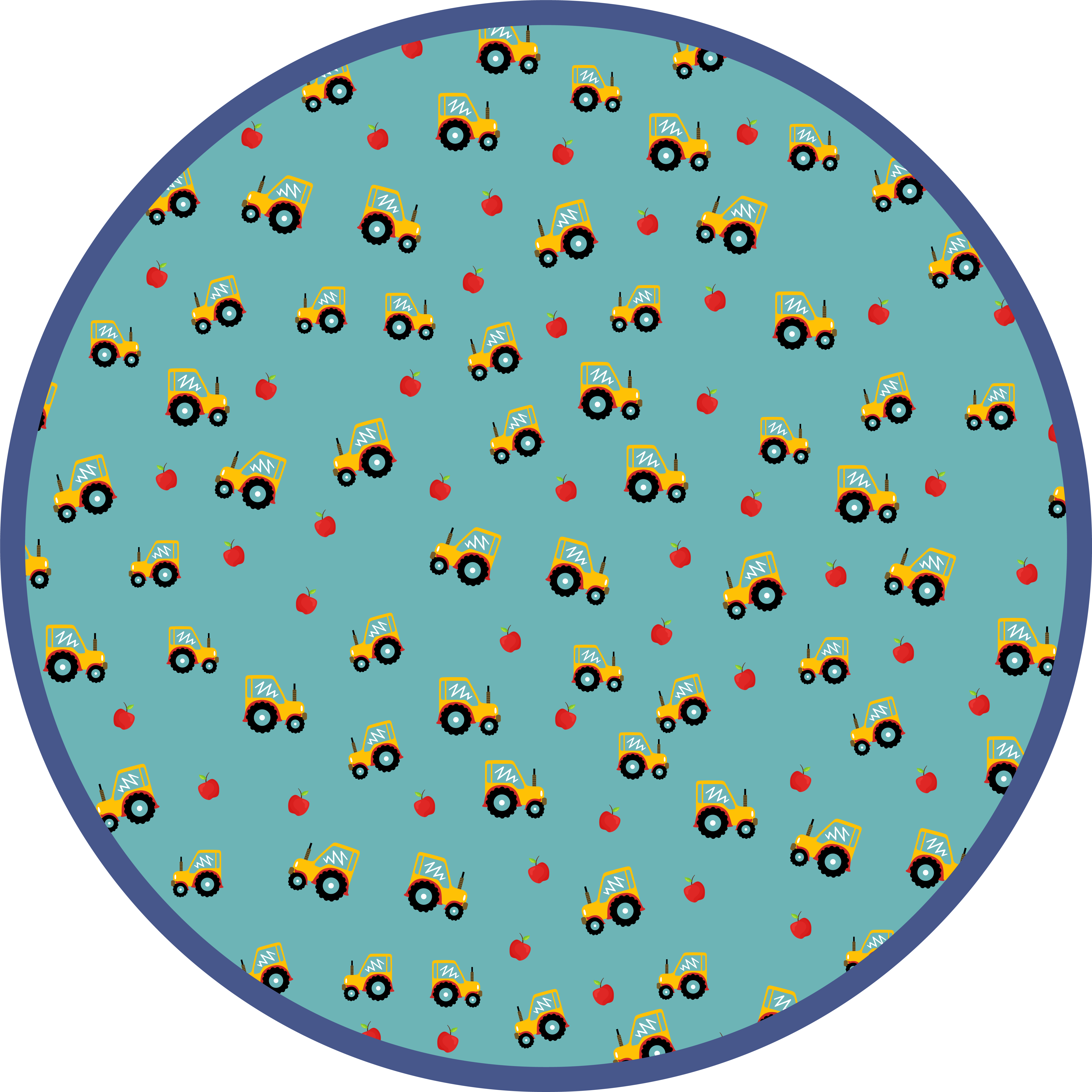 Vinylteppich kindlich Traktor und Äpfel. - TenStickers