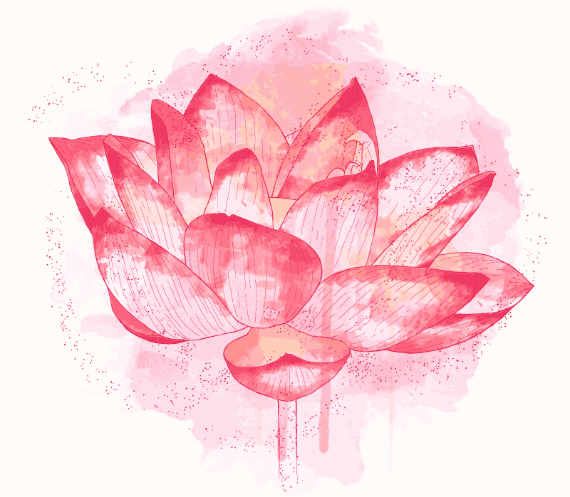 Vinylteppich Blumen Lotus kreisförmiges aquarell - TenStickers
