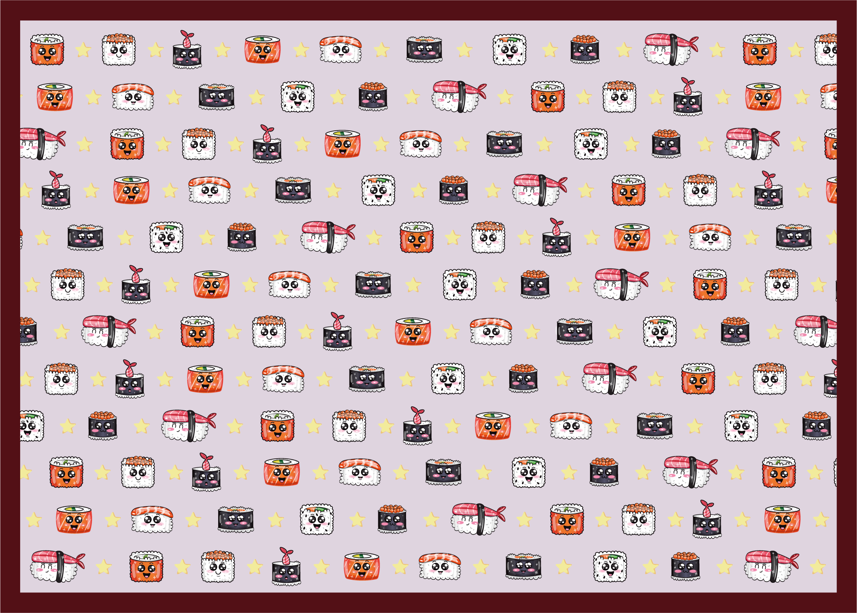 Vinyl Teppich Kinderzimmer sushi-cartoon-muster - TenStickers