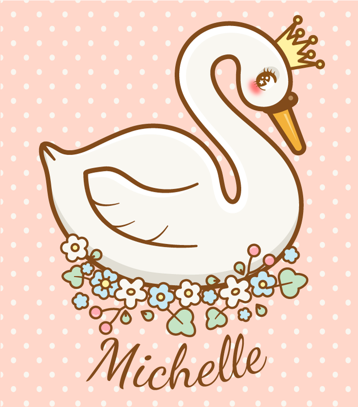 Vinyl teppich mit namen personalisierte schwäne - TenStickers