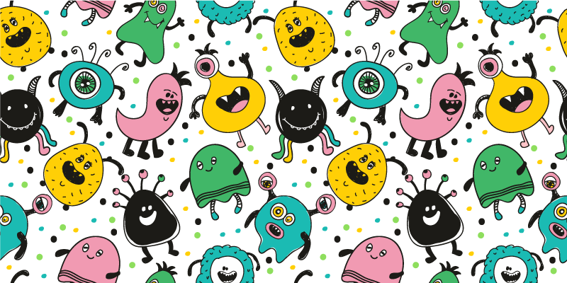 Vinyl Teppich kindlich verspielte monsterillustration - TenStickers