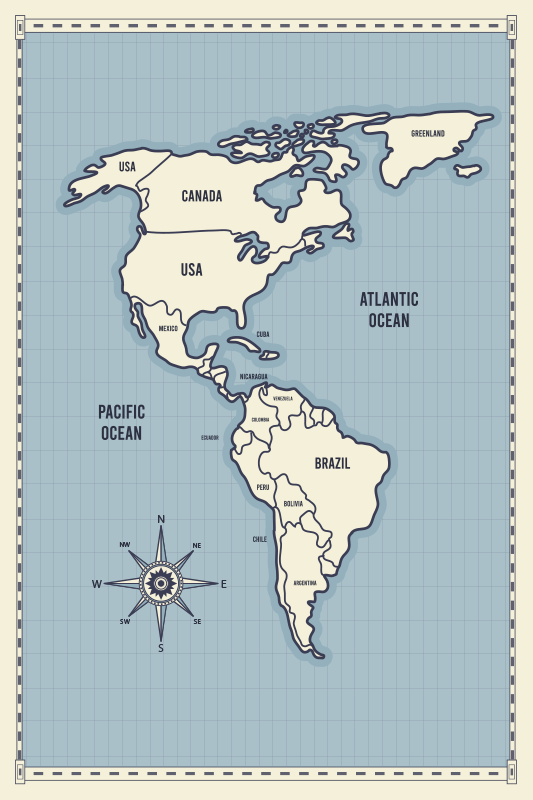 Vinyl Teppich Weltkarte karte von amerika - TenStickers