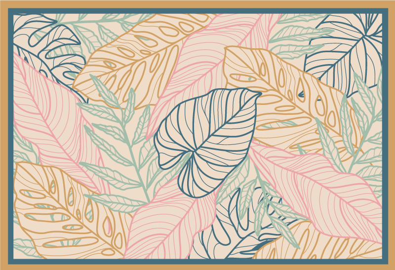 Vinyl teppich natur mit blättrigen tropenmuster - TenStickers