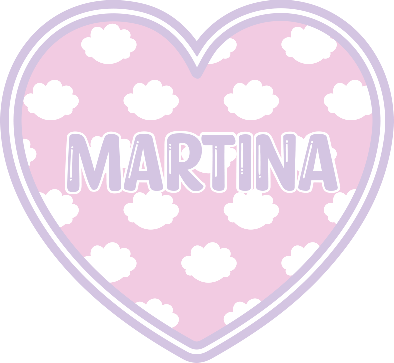 Vinylteppich mit Name Herz in wolken personalisiert - TenStickers