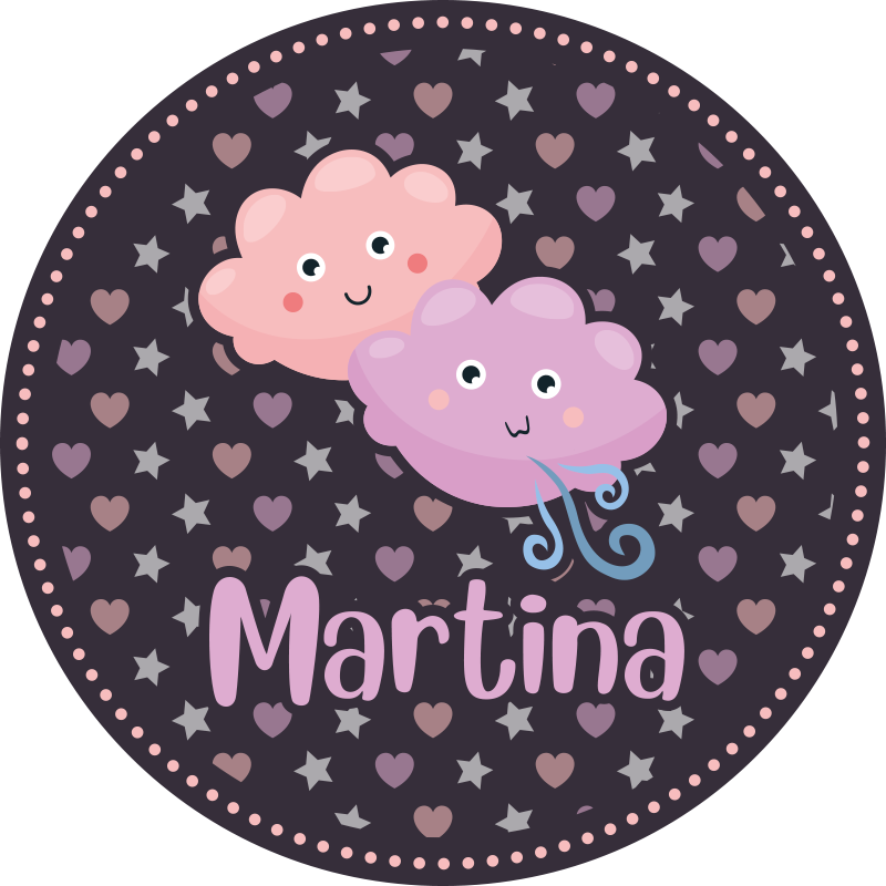 Vinyl Teppich kindlich lila wolken mit namen - TenStickers