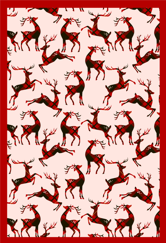 Vinylteppich Tiere Roter tartan hirsch - TenStickers