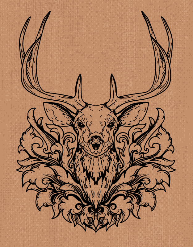 Vinylteppich Tiere Hirsch schwarz und braun - TenStickers