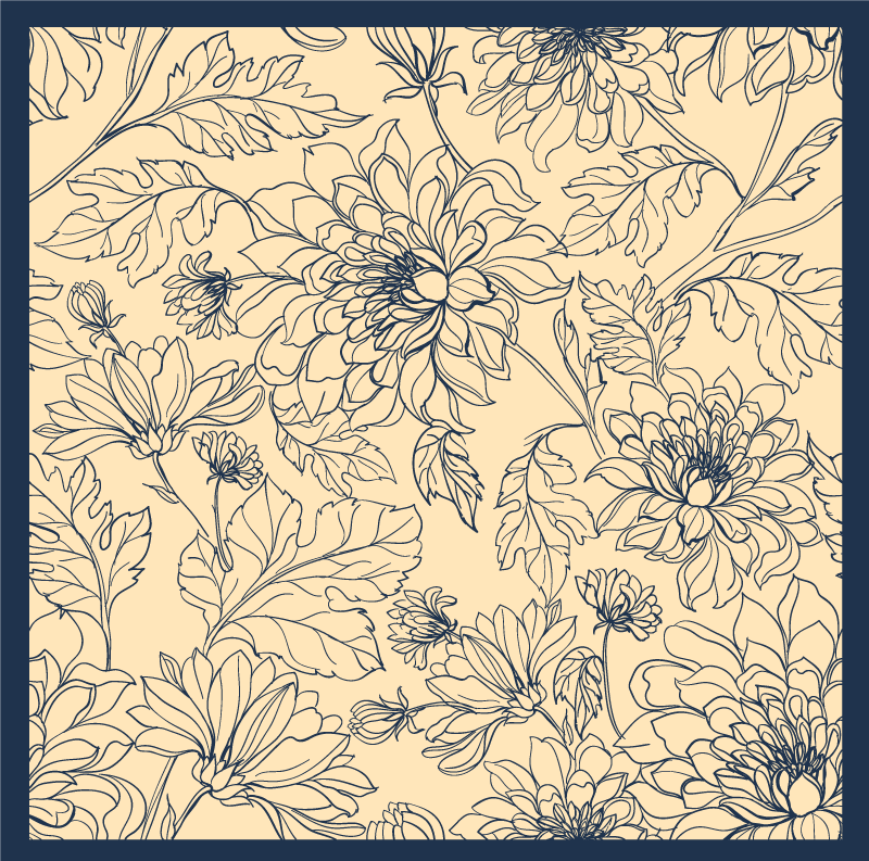 Vinyl Teppich Wohnzimmer elegante florale kontur - TenStickers