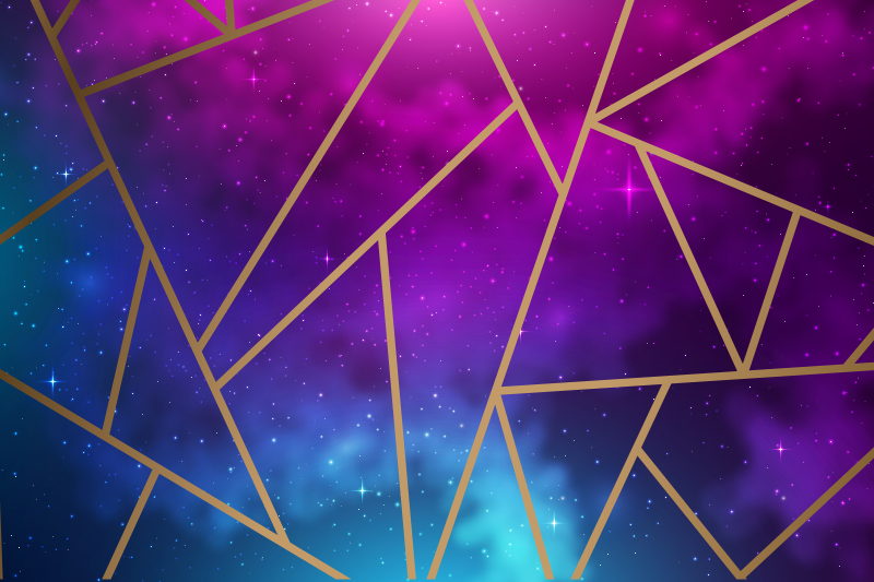 Vinyl teppich geometrisch in kosmisch blau und lila - TenStickers