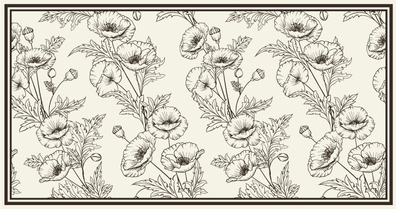 Vinyl Teppich Wohnzimmer florales umrissmuster - TenStickers