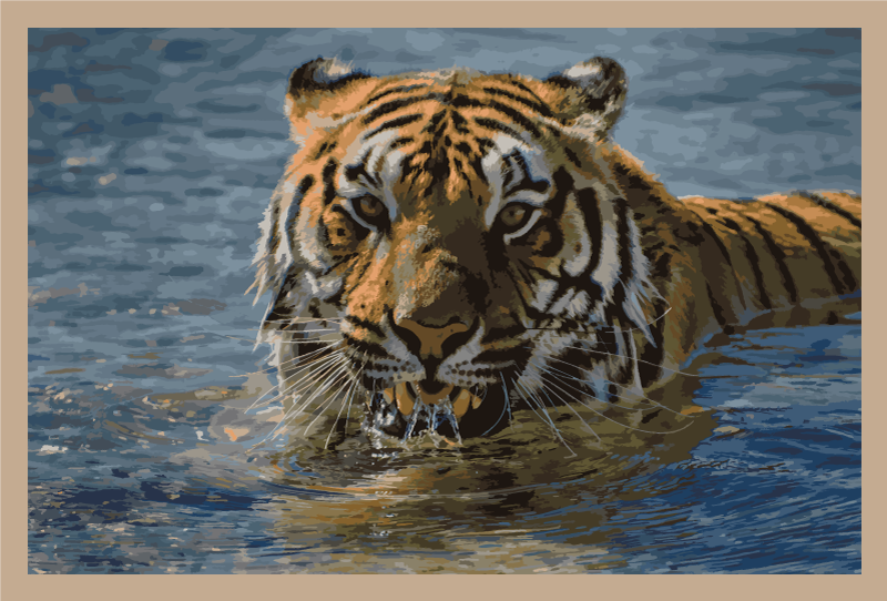 Vinyl teppich tiere tiger im wasser - TenStickers