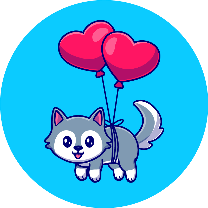 Vinyl Teppich Tiere wolfsbaby mit luftballons - TenStickers