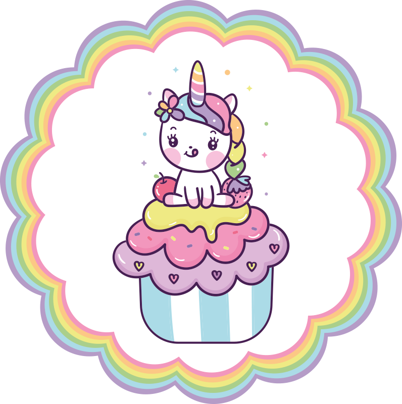Vinyl Teppich Kinderzimmer einhorn in einem cupcake - TenStickers