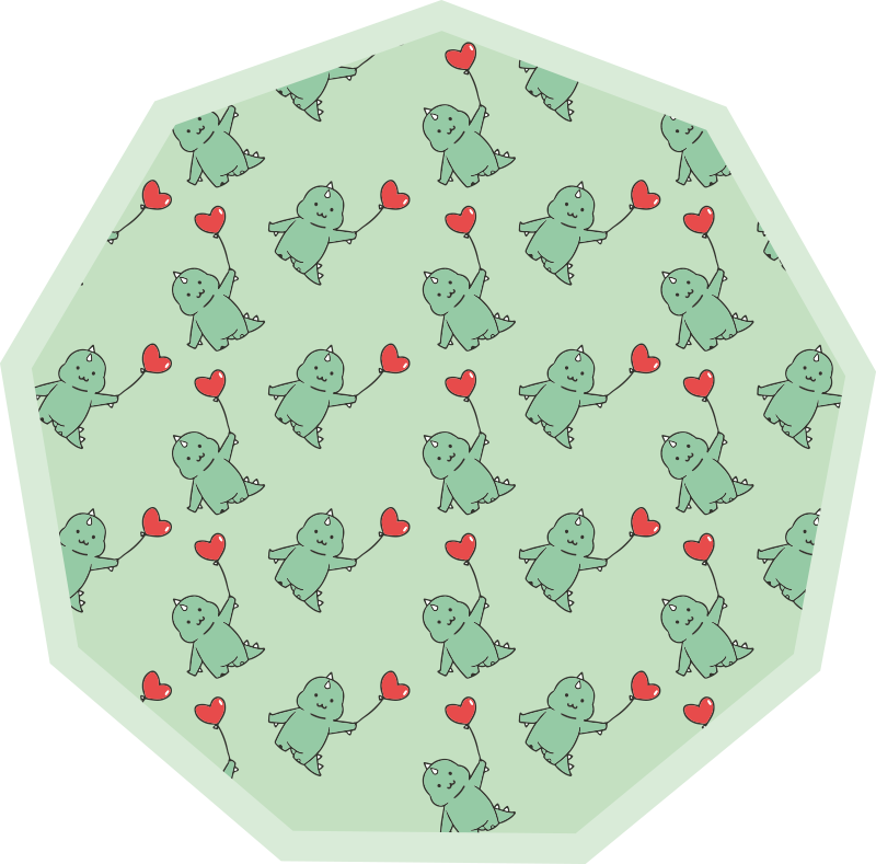 Vinyl Teppich Kinderzimmer grüne drachen mit herzen - TenStickers