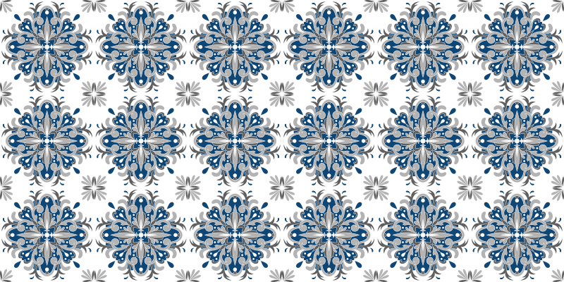 Vinylteppich mosaik elegantes blaues blumenmuster - TenStickers