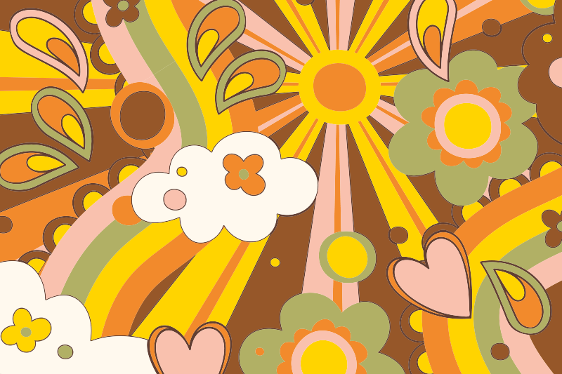 Vinylteppich Blumen 70er jahre blumen - TenStickers