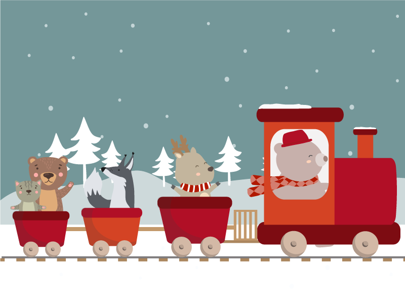 Vinyl Teppich kindlich tierzug-abenteuer - TenStickers