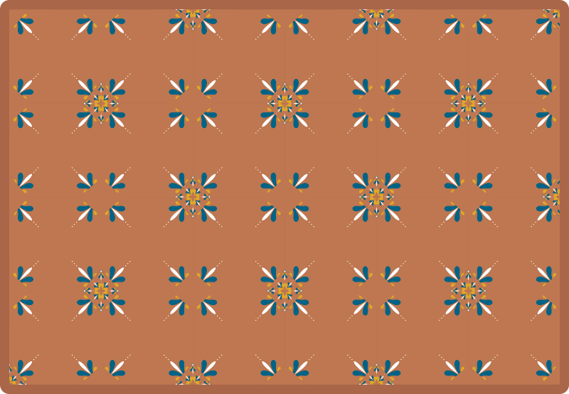 Vinyl Teppich Küche Terrakottafliesen mit blauem Muster - TenStickers