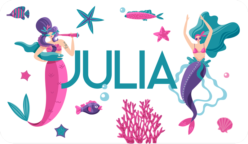 Vinyl Teppich kindlich meerjungfrauen-abenteuer mit namen - TenStickers