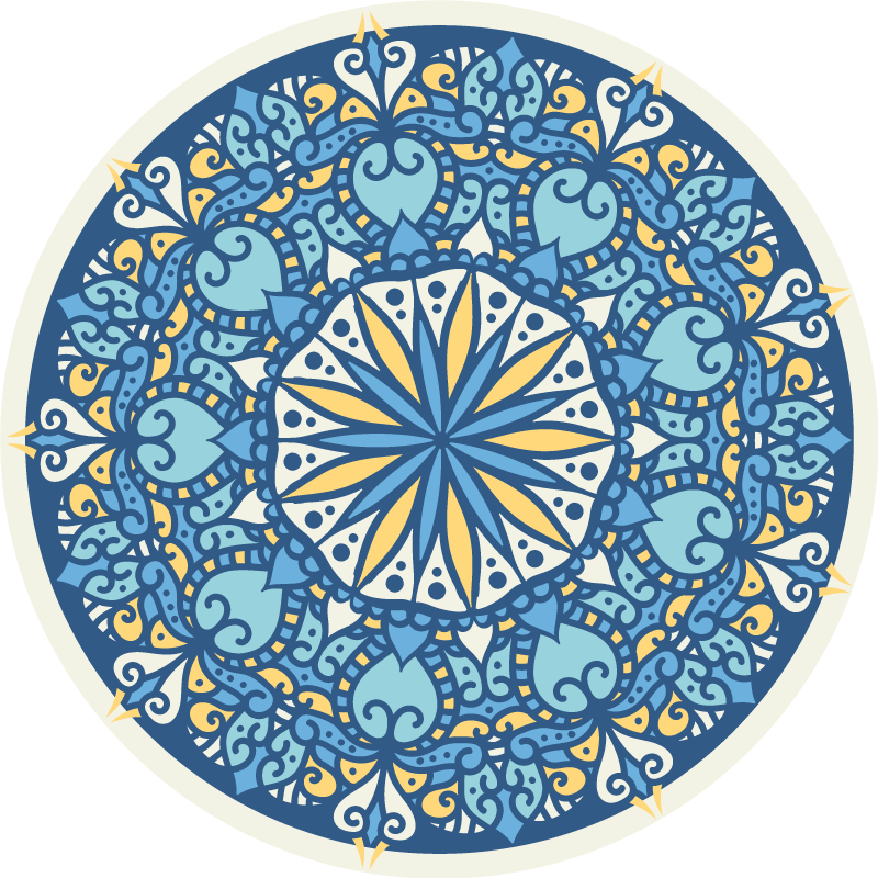 Vinyl Teppich Mandala kompliziertes blaues motiv - TenStickers
