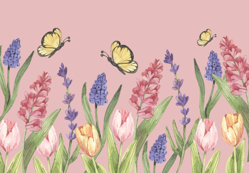 Vinyl Teppich Blumen emblem des botanischen gartens - TenStickers