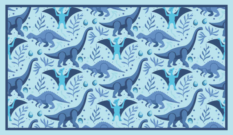 Vinyl Teppich kindlich blaue dinosaurier-expedition - TenStickers