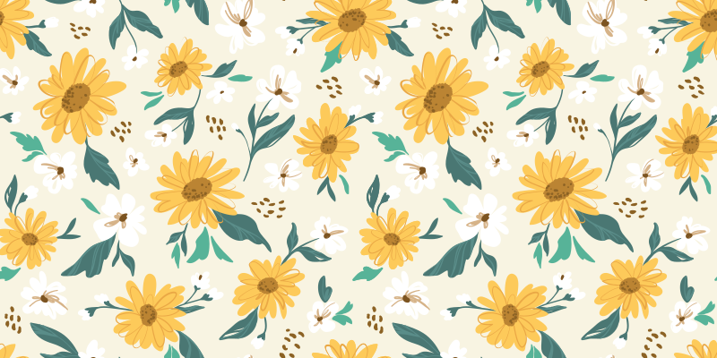 Vinyl teppich blumen fröhliches blumenmuster - TenStickers