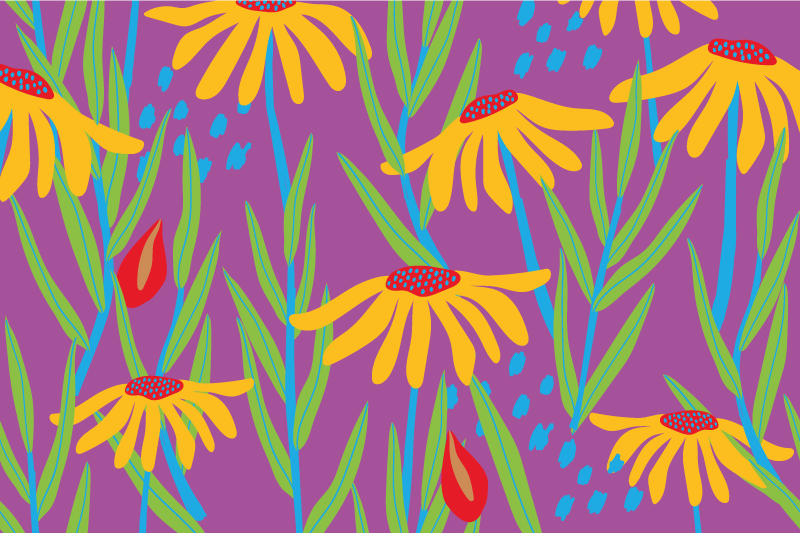 Vinyl Teppich Blumen lila botanische anordnung - TenStickers