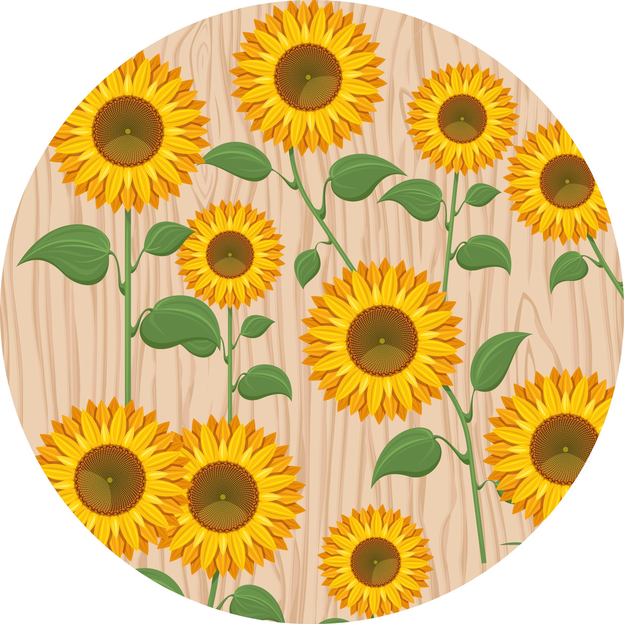 Vinylteppich Blumen Gelber sonnenblumenholzhintergrund - TenStickers