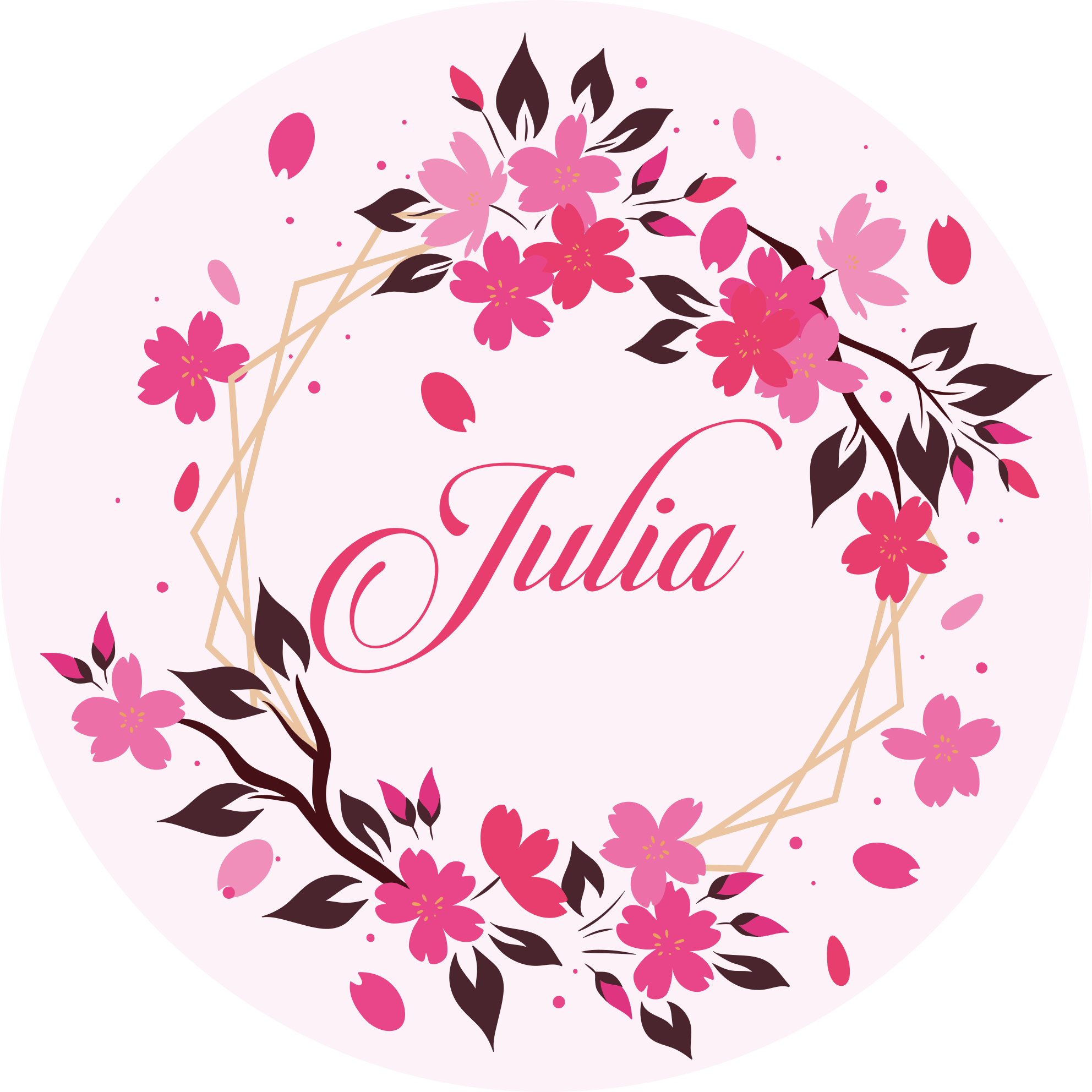 Vinyl Teppich Schlafzimmer botanische krone mit namen - TenStickers