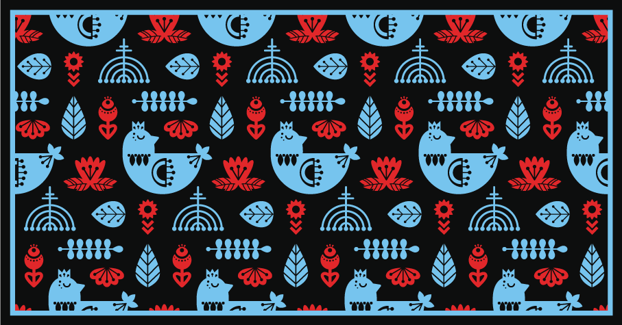 Vinyl Teppich Tiere bunte volksmuster - TenStickers