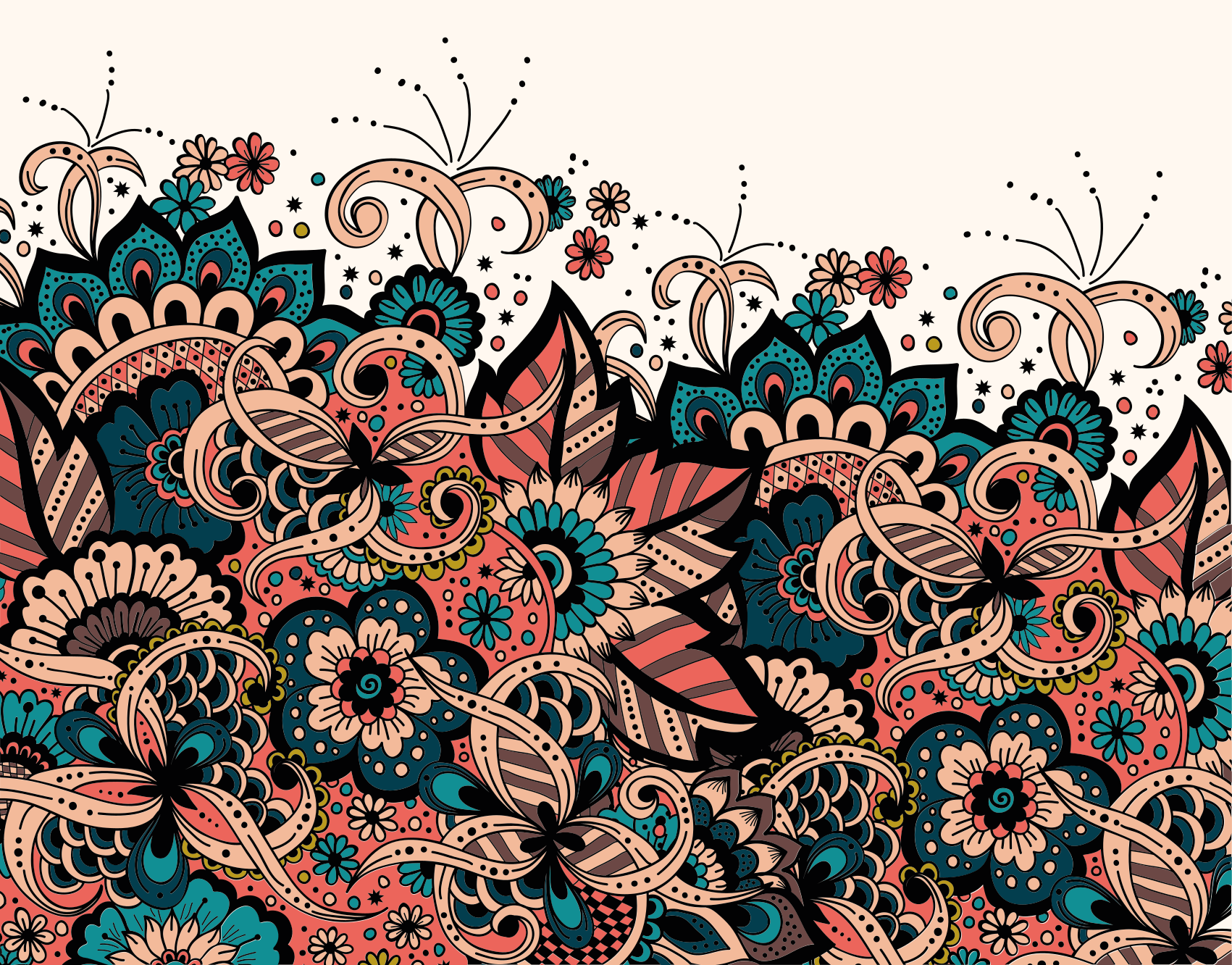 Vinyl Teppich Mandala lebendige florale elemente - TenStickers