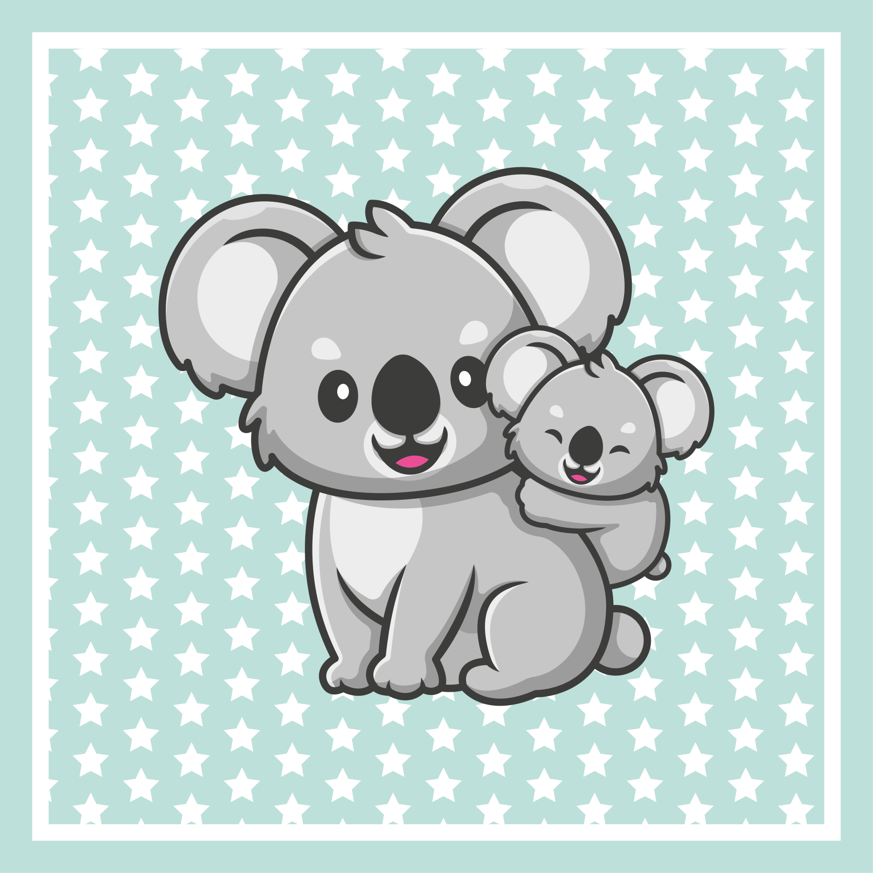 Vinyl Teppich Kinderzimmer mama und baby koalas - TenStickers