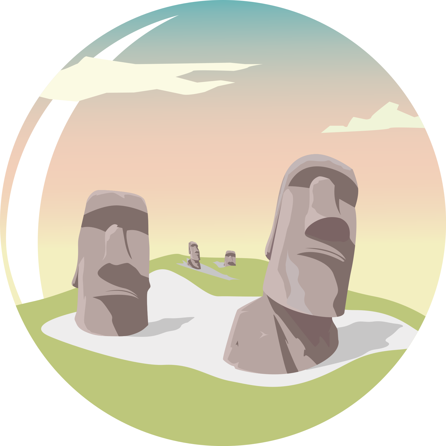 Vinyl Teppich Natur moai-steinsilhouetten - TenStickers