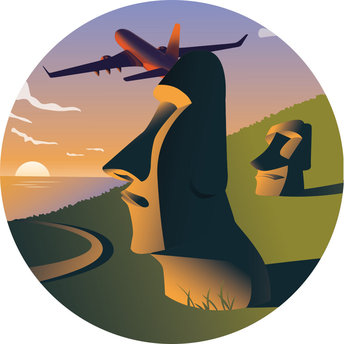 Vinyl Teppich rund sonnenuntergang auf der osterinsel - TenStickers