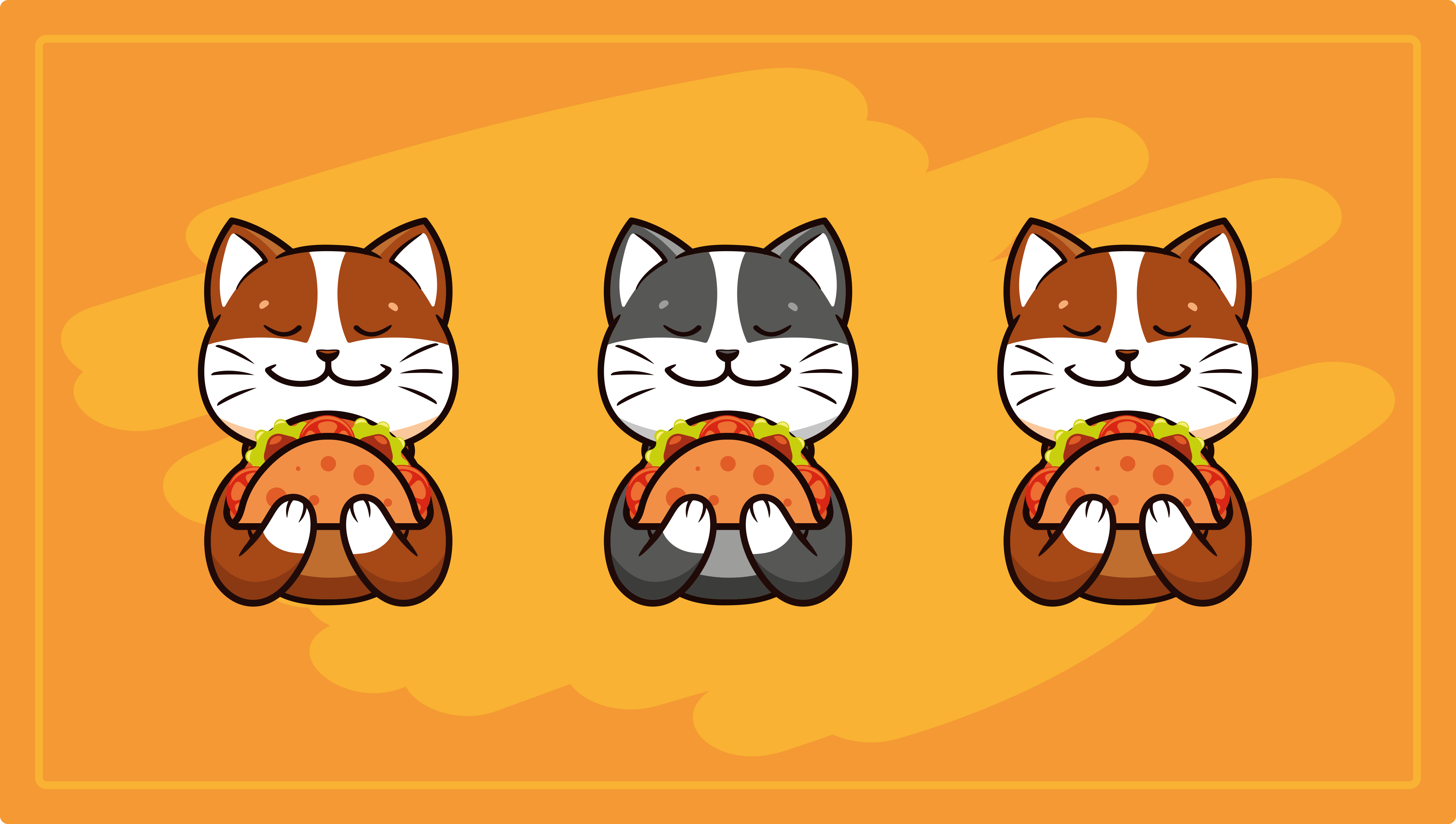 Vinyl Teppich kindlich glückliches katzentrio - TenStickers