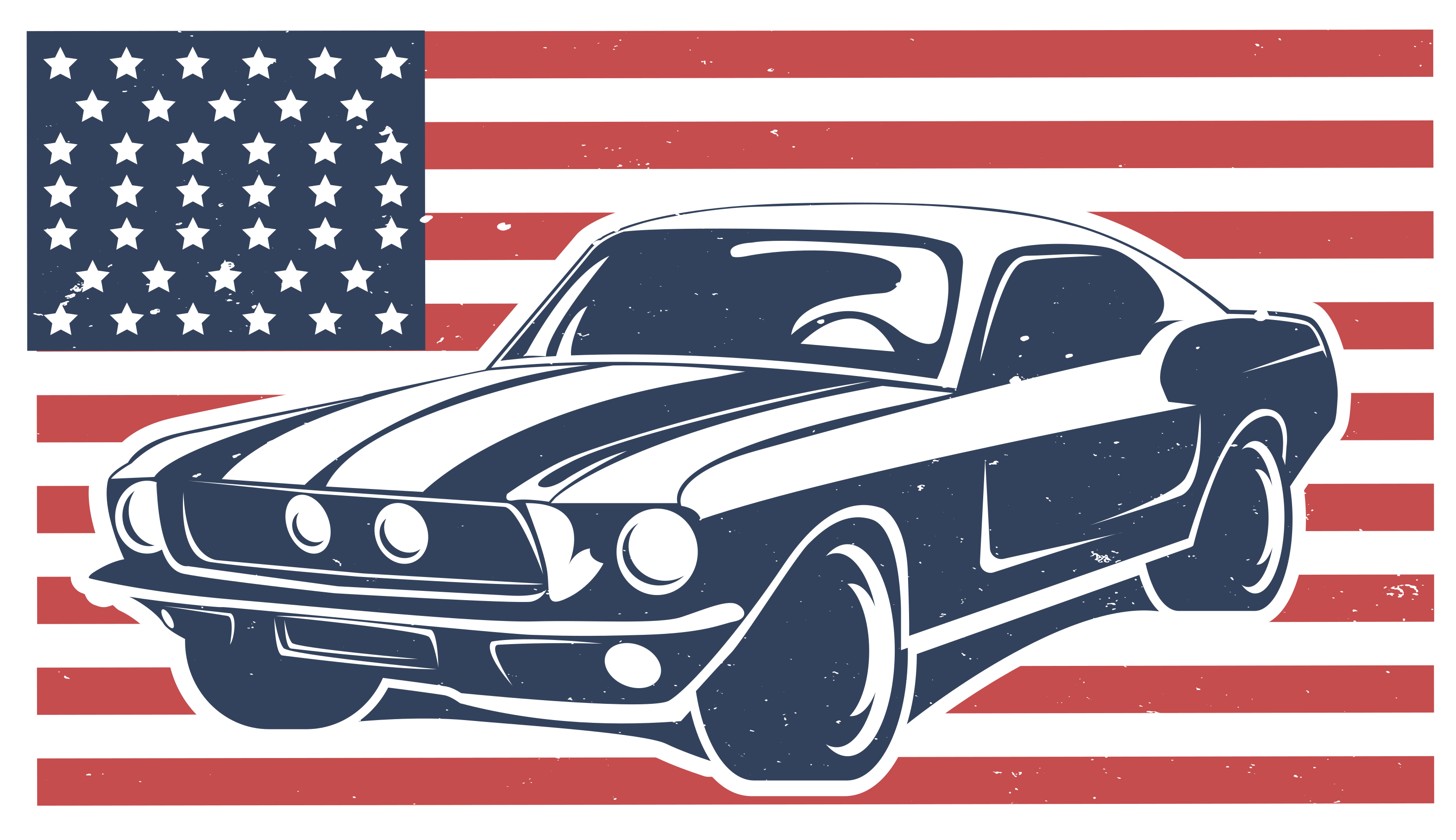 Vinyl teppich jugendzimmer mit us-flagge und auto - TenStickers